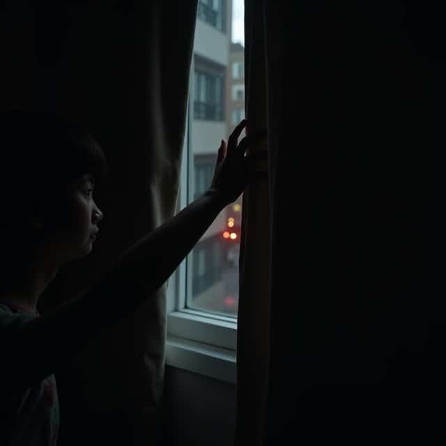 Ein eifersüchtiger und ängstliher Blick auf die Straße . Ist da jemand?